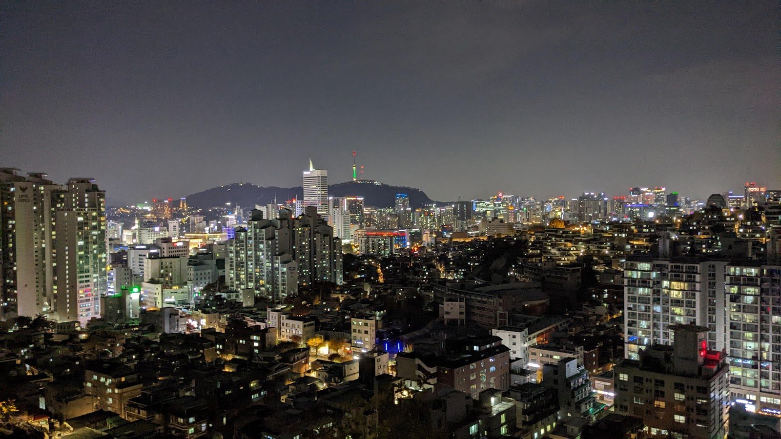 Seoul at night with Namsan Tower on the skyline
